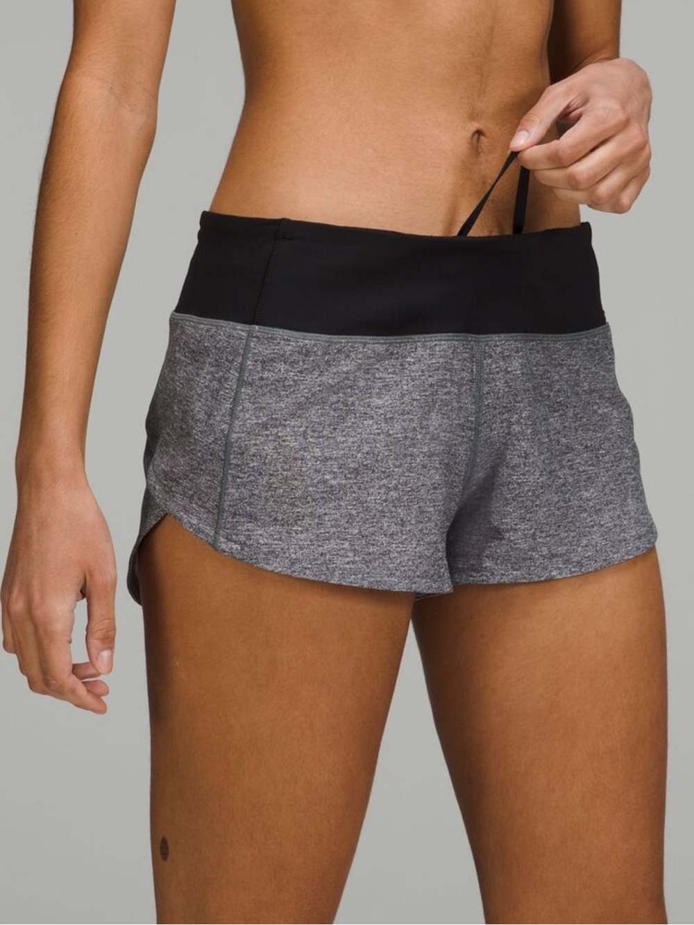 Lululemon Speed Up Shorts in Black and Heather Grey - size 4